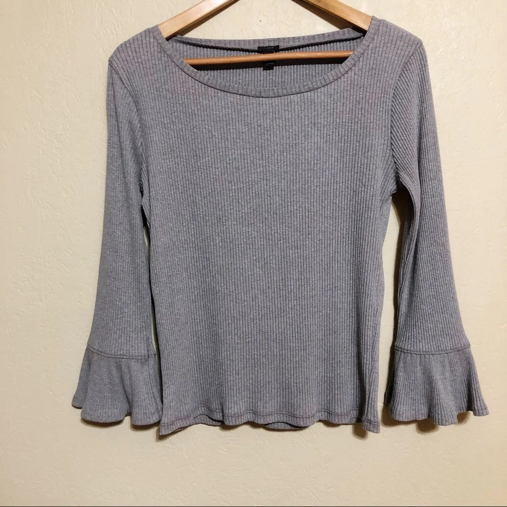 J. Crew Ribbed Crew Neck Bell Sleeve Top‎